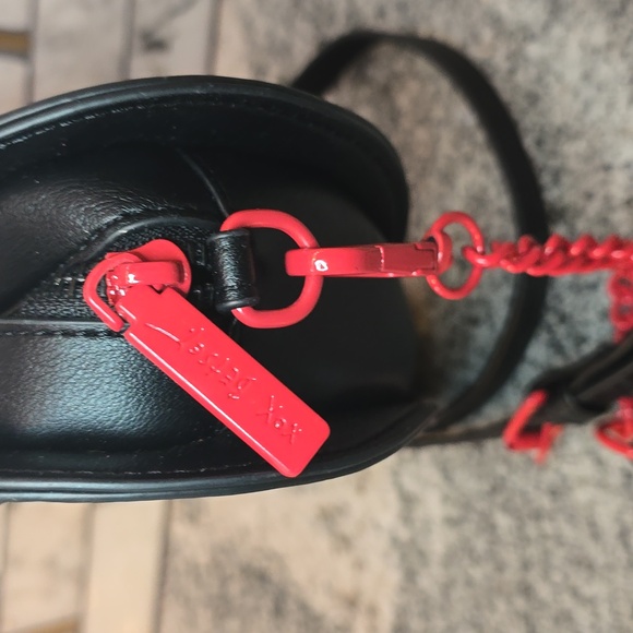 Betsey Johnson Black & Red Heart Shaped Studded Crossbody Bag - Picture 6 of 8